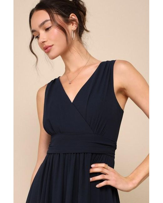 Lulus Blue Thoughts Of Hue Surplice Maxi Dress