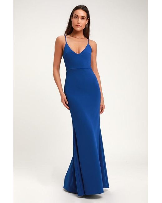 Lulus Blue Infinite Glory Royal Maxi Dress