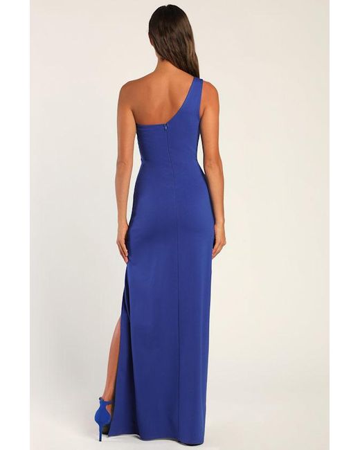 Lulus Blue Good Times Only One-Shoulder Maxi Dress