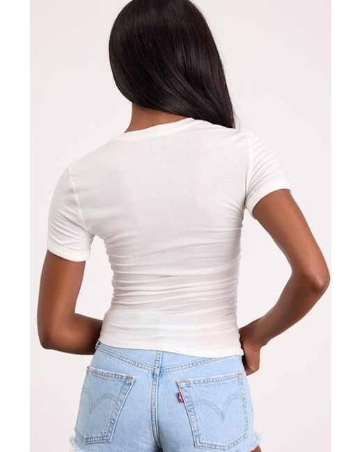 Lulus White Saige Jersey Knit Short Sleeve Tee