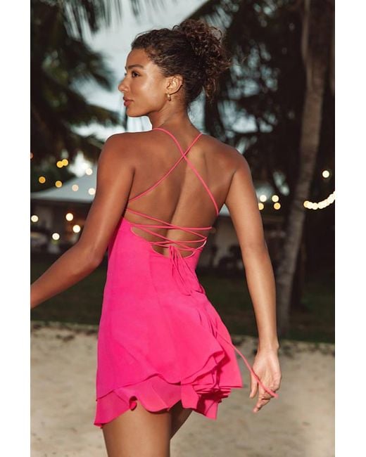 Lulus Pink Perfected Sweetness Pleated Tiered Mini Dress