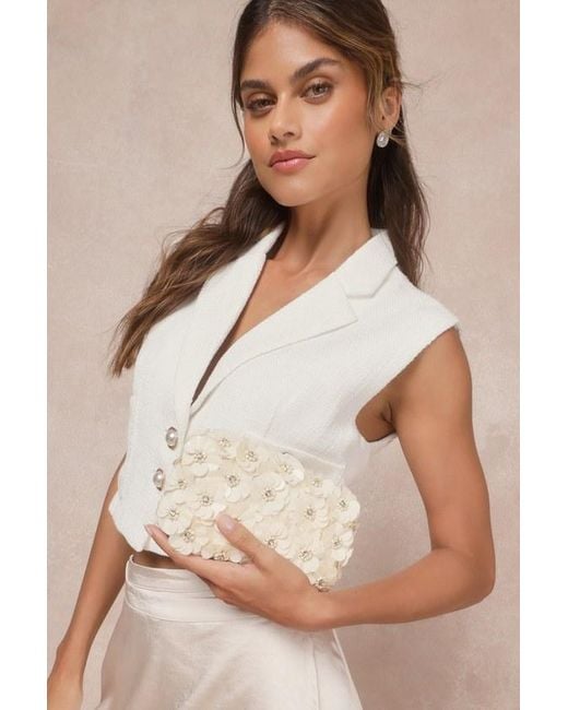 Lulus Natural Blooming Addition Sequin Rhinestone Box Clutch