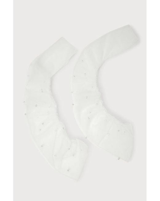 Lulus Natural Simple Poise Mesh Pearl Fingerless Gloves