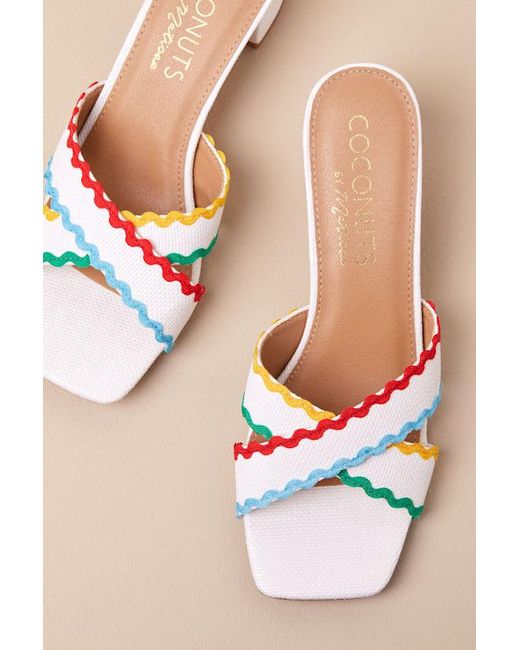 Matisse Natural Principessa Rick Rack Trim Low Heel Slide Sandals