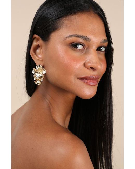 Lulus Natural Aster Flower Statement Earrings
