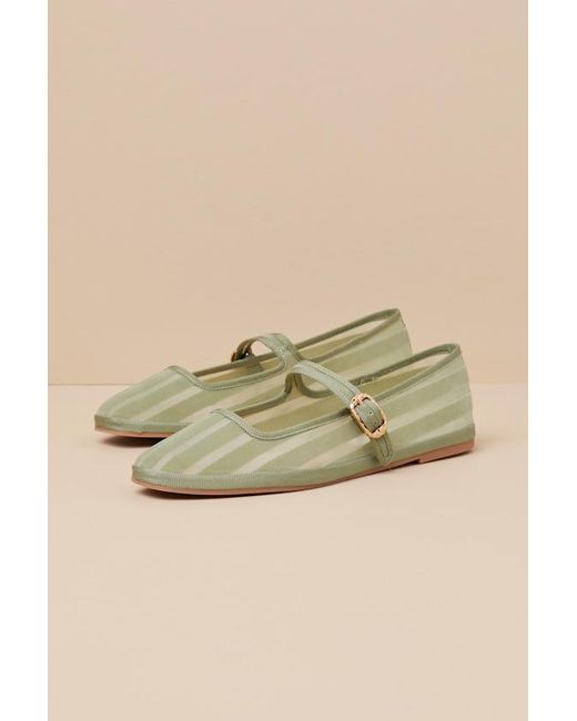 Dolce Vita Natural Tameka Jade Mesh Striped Buckle Ballet Flats