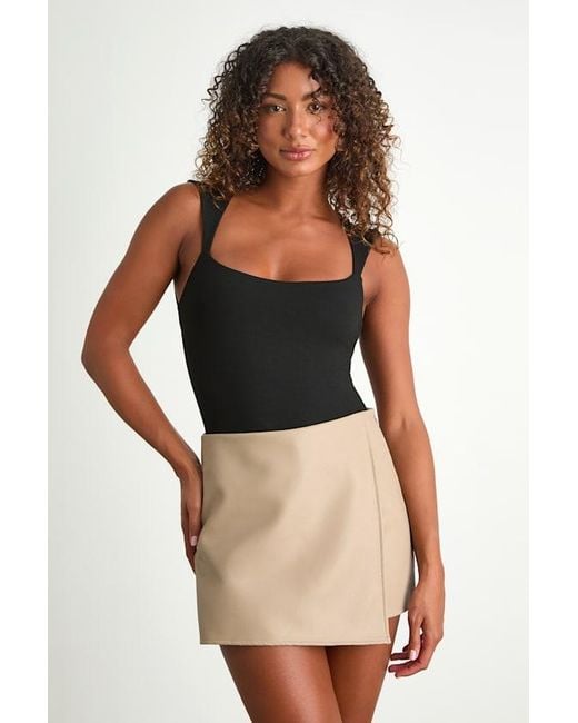 Lulus Black Unforgettable Muse Vegan Leather Skort