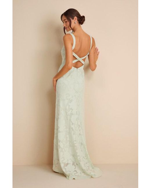 Lulus Natural Perfectly Classy Floral Burnout Backless Maxi Dress
