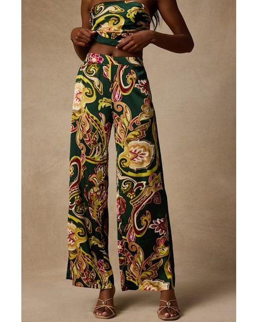 Lulus Green Marissa Boho Satin Tie-Back Two-Piece Jumpsuit