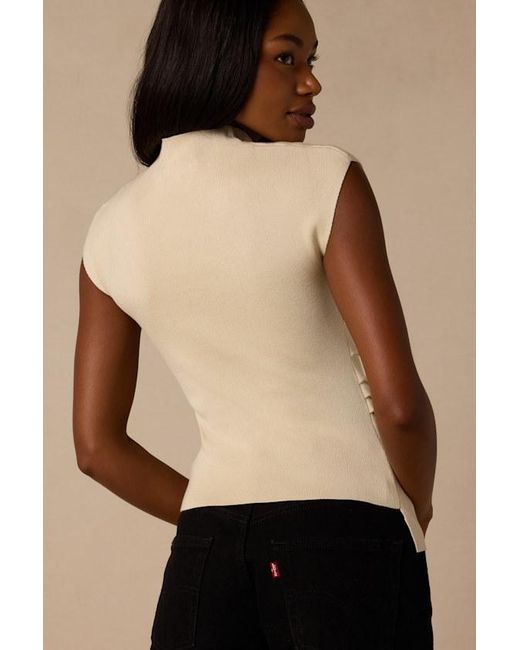 Lulus Black Terry Light Mock Neck Asymmetrical Sweater Top