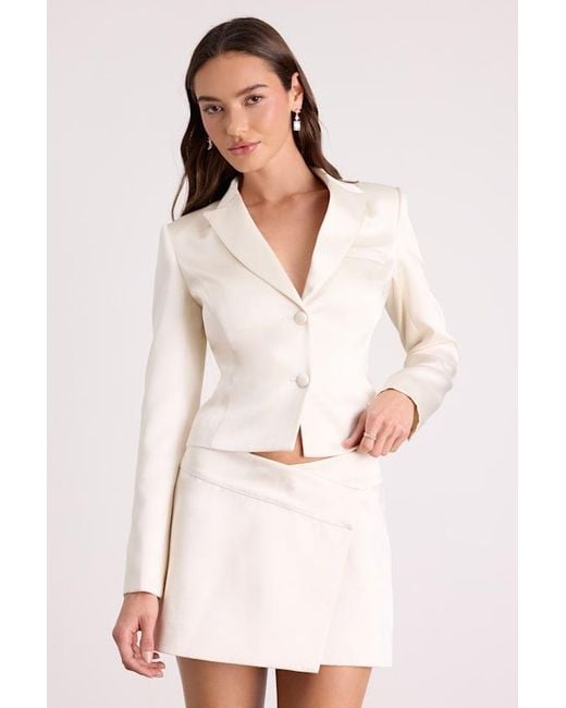 Lulus White Harris Satin Low-Rise Mini Skirt