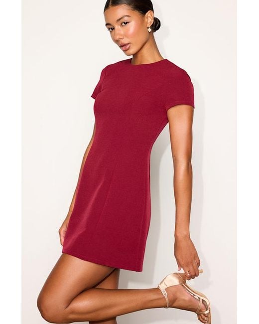 Lulus Red Renetta Ponte Knit Short Sleeve Mini Dress