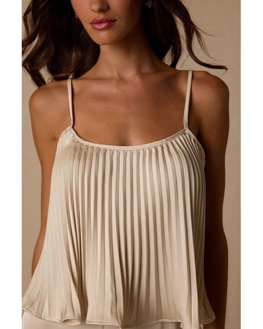 Lulus Brown Caspian Cream Satin Pleated Cami Top