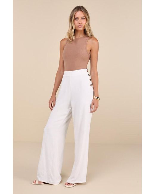 Lulus Natural Noteworthy Wide-Leg Pants