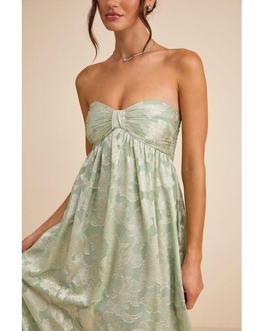Lulus Natural Danalia Sage Floral Burnout Strapless Maxi Dress