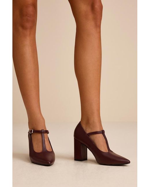 Lulus Brown Celaeno Pointed-Toe Mary Jane Pumps