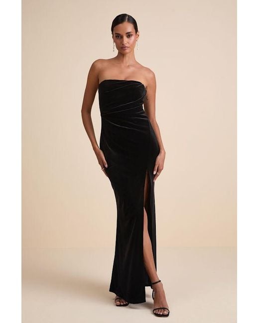 Lulus Black Perfectly Captivating Velvet Strapless Maxi Dress