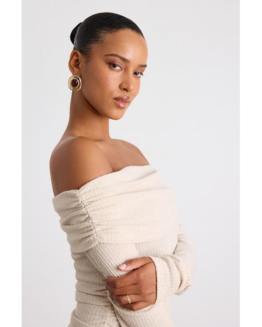 Lulus White Coveted Favorite Cream Textured Off-The-Shoulder Top