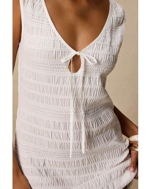 Rhythm Natural Sandy Cove Smocked Mini Dress