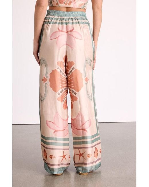 Lulus Blue Dreya Multi Boho Print Satin Wide-Leg Pants