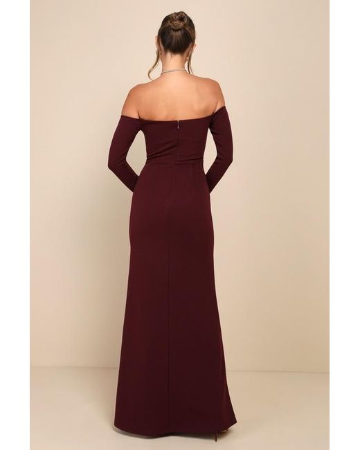 Lulus Purple Alluring Sophistication Dark Plum Off-The-Shoulder Maxi Dress
