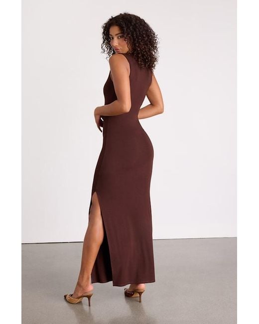 Lulus Red Anca Sleeveless Mock Neck Bodycon Maxi Dress