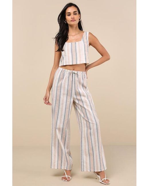 Lulus White Raylon Multi Striped Tank Top