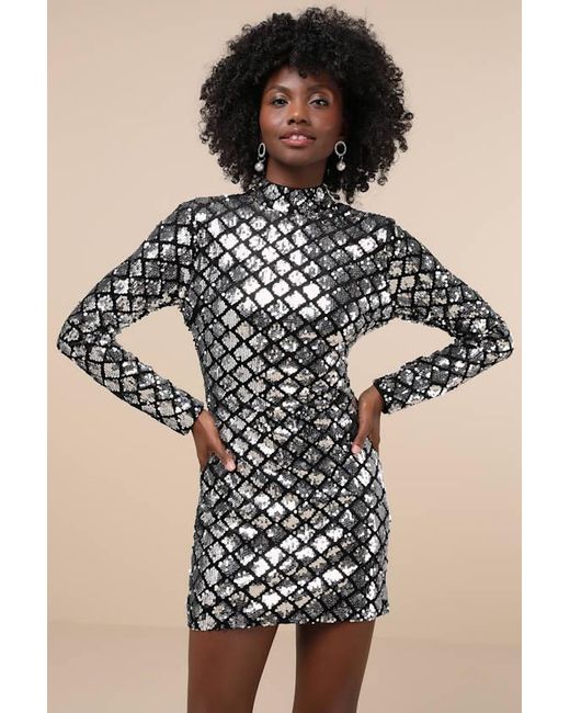 Lulus Black Radiant Mood Velvet Sequin Backless Mini Dress