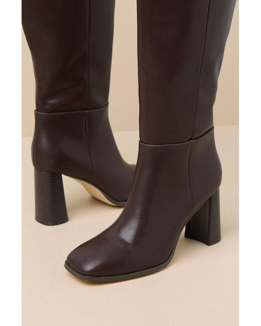 Lulus Black Reelee Chocolate Square Toe Knee-High Boots