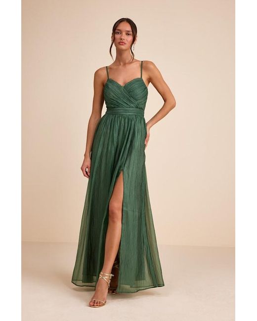 Lulus Green Rosalind Organza Strapless Maxi Dress