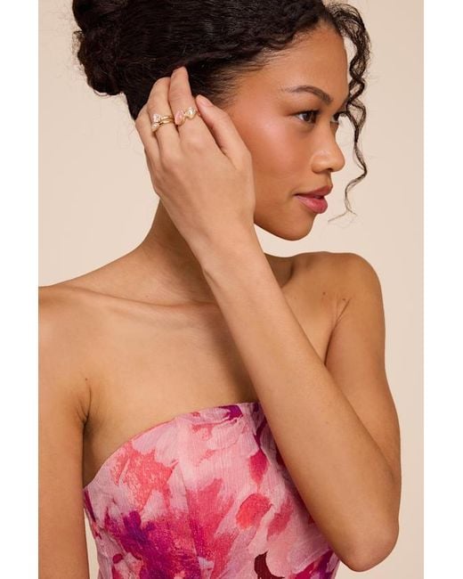 Lulus Red Isadora Pearl Five-Piece Ring Set