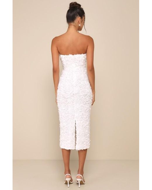 Lulus Natural Gorgeous Mentality 3D Floral Strapless Midi Dress