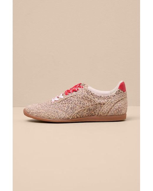 Dolce Vita Blue Laini Leopard Printed Suede Leather Lace-Up Sneakers