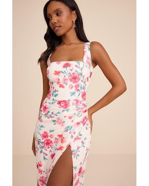 Lulus Natural Lesina Floral Sleeveless Midi Dress