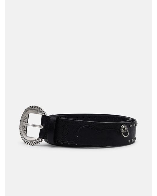 Golden Goose Deluxe Brand Black Leather Belt On The Leather Ring for men