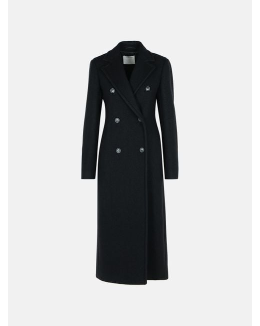 Sportmax Black Double-Breasted 'Comune' Virgin Wool Coat