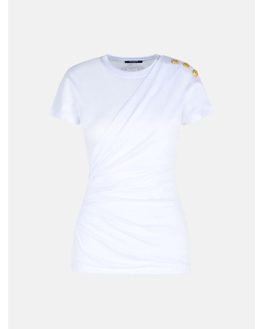 Balmain White Cotton T-Shirt