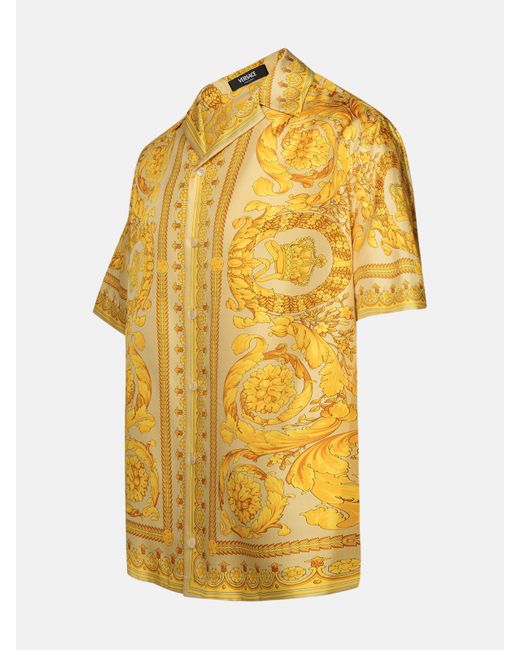 Versace Yellow 'barocco' Silk Shirt for men