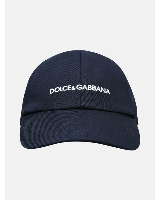 Dolce & Gabbana Blue Black Cotton Hat for men