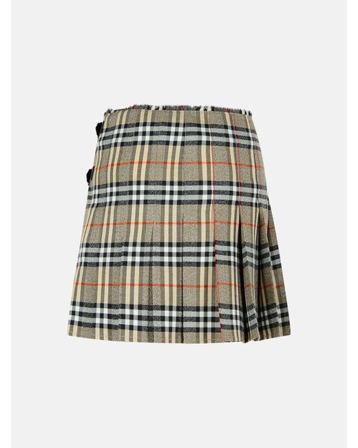 Burberry Gray Wool Mini Kilt