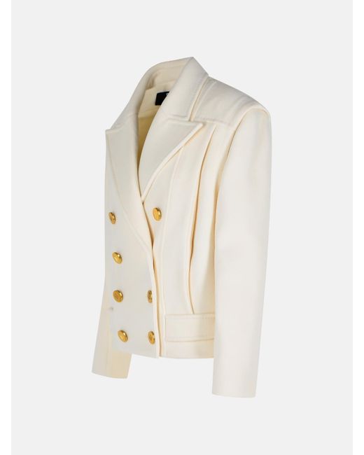 Balmain Natural Short 'caban' Virgin Wool And Cashmere Jacket