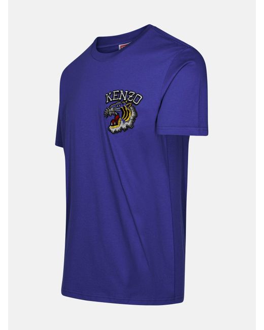 KENZO Blue 'tiger Varsity' Cotton T-shirt for men