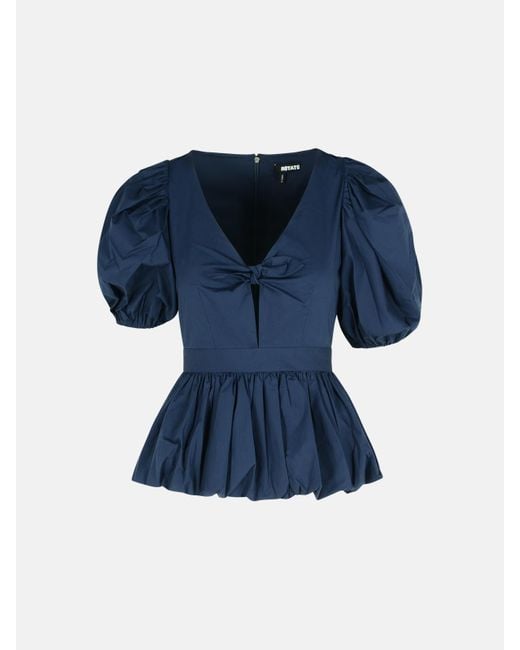 ROTATE BIRGER CHRISTENSEN Blue Dark Cotton Blouse