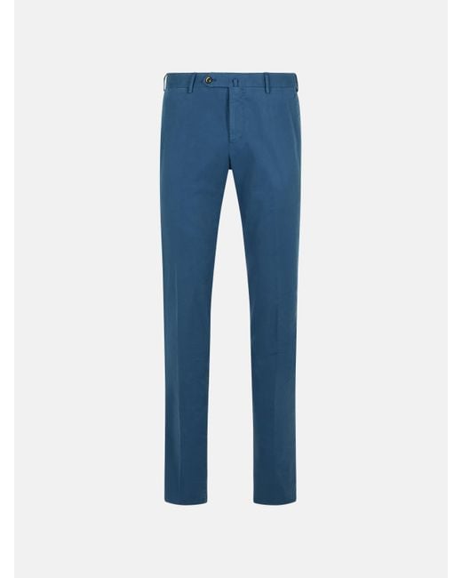 PT Torino Blue 'slim' Stretch Cotton Pants for men