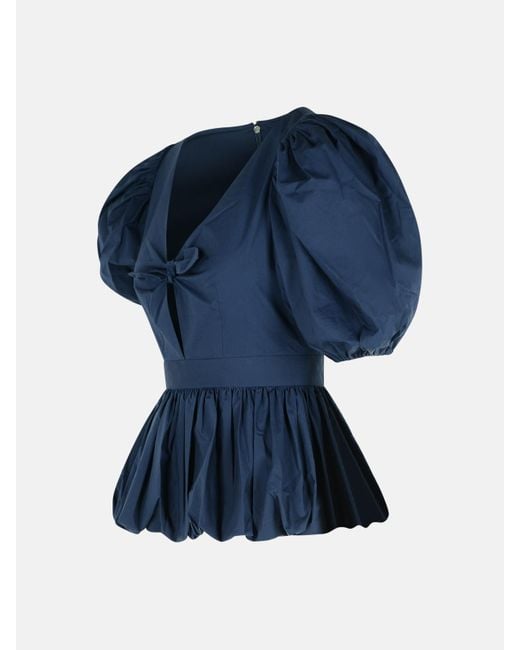 ROTATE BIRGER CHRISTENSEN Blue Dark Cotton Blouse