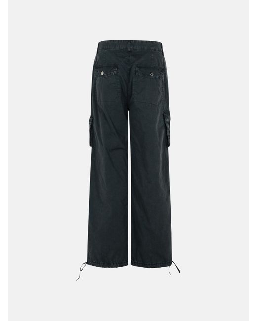 Ganni Blue 'cargo' Black Washed Cotton Twill Pants