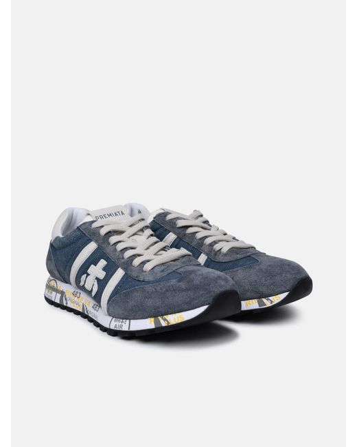 Premiata Blue 'lucy' Leather And Fabric Sneakers for men
