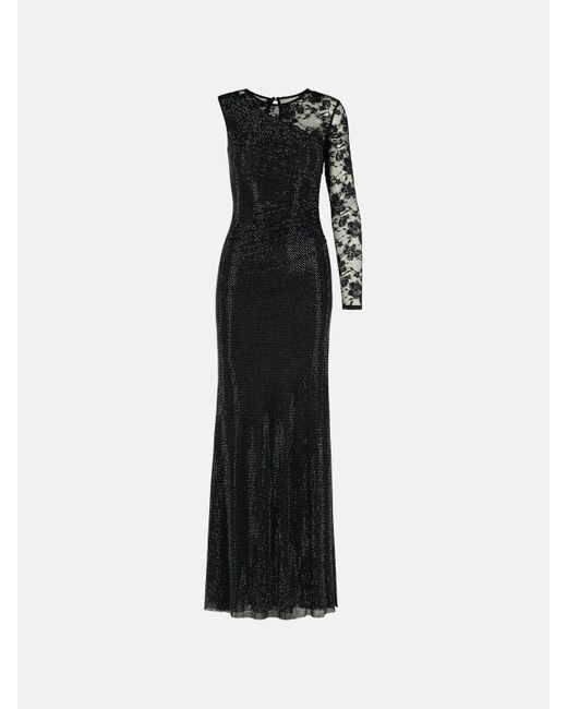 Self-Portrait Black 'Rhinestone' Polyester Dress