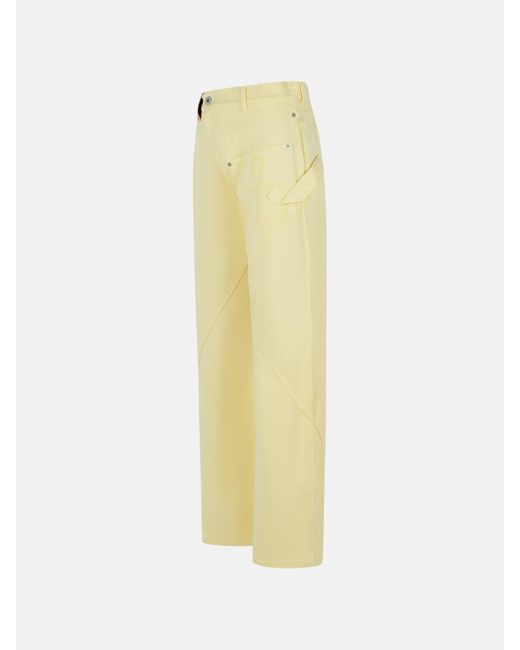 J.W. Anderson Yellow Workwear' Cotton Pants With Twisted Leg