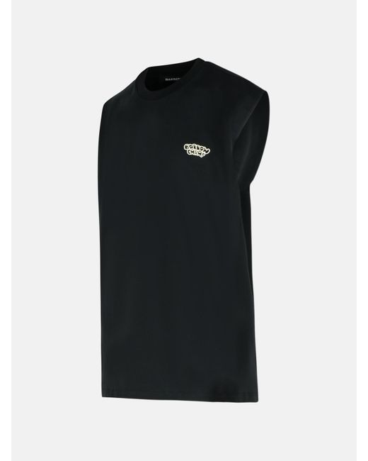 Barrow Black Cotton Tank Top for men